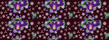 Çiçek desenli eskiz, yaz çiçekleri. Düz Çiçek Elementleri Tasarımı. Renkli Bahar Teması eskiz kalıbı. Kahverengi renkte çiçekler.