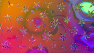 El çizimi. Çiçekli, yapraklı, çiçek desenli eskiz. Raster illüstrasyonu.