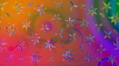 Turuncu renkli çiçekler. Çizim çiçek deseni duvar kâğıdı olarak kullanılabilir. Raster illüstrasyonu.