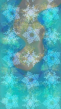 Kışın sembolü. Mavi, nötr ve gri renklerde suluboya kar taneleri. İllüstrasyon kar tanesi. Güzel dekorasyon.