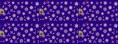 El çizimi. Raster illüstrasyonu. Çiçekli, yapraklı, çiçek desenli çizim..