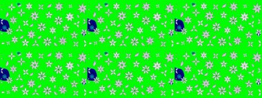 Yeşil renkli etnik çiçeklerle süslenmiş zarif bir eskiz şekli. Raster Çiçek İllüstrasyonu güzel tekstil..