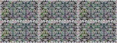 Gri üzerine gri. Çiçekli ipek eşarp. 1950-1960 motifleri. El çizimi çiçek unsurları olan soyut, dikişsiz raster deseni. Retro tekstil tasarım koleksiyonu.