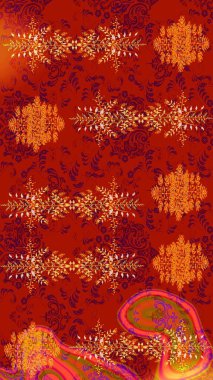 Kar taneleri koleksiyonu. Raster illüstrasyonu. Güzel bir kış süsü. Kırmızı, turuncu ve mor kar tanelerinden izole edilmiş..