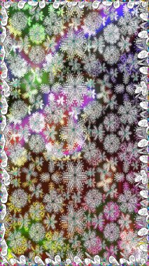 Raster illüstrasyonunda kusursuz çiçek deseni. Düz Çiçek Elementleri Tasarımı. Gri renkli çiçekler. Renkli Bahar Teması Kusursuz Arkaplan.