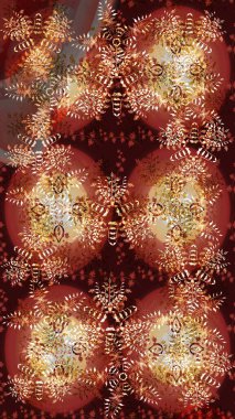 Raster illüstrasyonu. Soyut mandala ya da tuhaf kar tanesi çizgisi sanat tasarımı. Renkli arka planda izole tatlı kar taneleri.