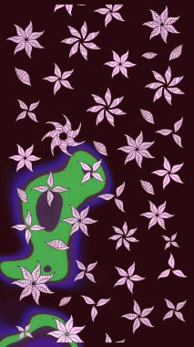 Renkli Bahar Teması eskiz kalıbı. Düz Çiçek Elementleri Tasarımı. Kahverengi renkli çiçekler. Raster illüstrasyonunda çiçek deseni çizimi.