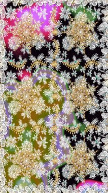 Raster. Hassas altın deseni açın. Doğu tarzı arabesk. Kusursuz altın desenli bukleler. Tarafsız renklerde, altın elementlerle kusursuz desen. Parlak dantel, stilize çiçekler, şal desenli.