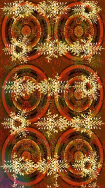 Kahverengi, turuncu ve sarı renklerde suluboya kar taneleri. Güzel dekorasyon. İllüstrasyon kar tanesi. Kışın sembolü.