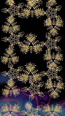 Soyut etnik raster çizim kalıbı. Kabile sanatı boho baskısı, klasik çiçek arkaplanı. Arkaplan dokusu, duvar kağıdı, siyah renkli çiçek teması.