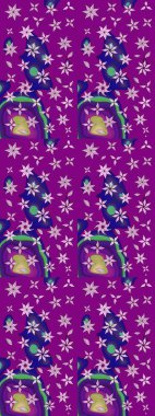 Yaprak ve çiçeklerin suluboya resimleri, mor renkte çizimler. Raster illüstrasyonu. Yumuşak, bahar çiçekleri mor renklerde.