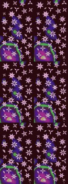 Güzel kumaş deseni. Düz Çiçek Elementleri Tasarımı. Raster Illustrasyon 'daki Çiçek Deseni' nin son moda çizimi. Renkli Yaz Teması çizim şablonu.