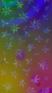 Düz Çiçek Elementleri Tasarımı. Renkli Yaz Temalı eskiz kalıbı. Raster illüstrasyonundaki çiçek desenli çizim. Kahverengi renkte çiçekler.