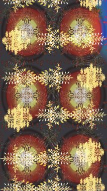 Kahverengi, gri ve sarı siluet kar tanesi işareti. Sembol kışı, donmuş, Noel, yeni yıl tatili. Düz dizayn. Grafiksel element dekorasyonu. Kar Tanesi Mozaik ikonu. Raster illüstrasyonu.