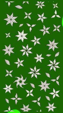 Gömlek baskısı için çiçek boyası. Yeşil renkli çiçekler. Çiçek eskiz kalıbı geçmişi.