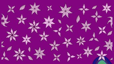 Çiçeksel çizim kalıbının yansıması. Vadinin çiçekleri mor renklerde.