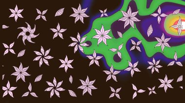 Hediye ambalaj kağıdı, tebrik kartları, posterler ve pankart tasarımı. Raster düz çiçek çizim deseni. Kahverengi renkte çiçekler.