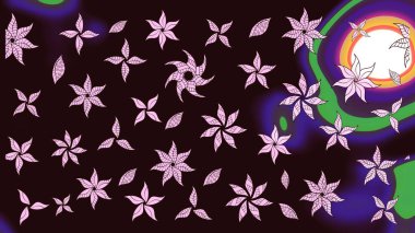 Kahverengi renkler ve parlak çiçekler üzerine soyut çizim deseni. Küçük çiçekte hoş bir çiçek deseni var. Çiçek elementli zarif raster dokusu..