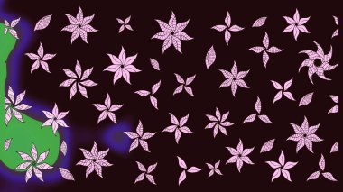 Tekstil için suluboya eskiz deseni. El çizimi çiçek çizimi deseni (fayans). Şirin çiçekli, desenli, kahverengi çizim deseni.