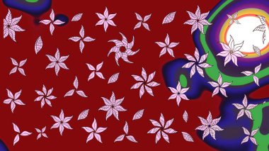 Çiçekli karalama şeklinde Raster çiçek deseni. Kırmızı renkte çiçekler. Nazik, sevimli çiçek arkaplanı..