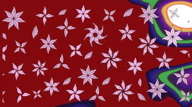 Hediye ambalaj kağıdı, tebrik kartları, posterler ve pankart tasarımı. Raster düz çiçek çizim deseni. Kırmızı renkte çiçekler.