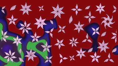 Kırmızı renkte çiçekler. El çizimi çiçekli soyut çizim kalıbı. Raster illüstrasyonu.