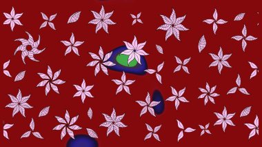 Çiçekli karalama şeklinde Raster çiçek deseni. Raster illüstrasyonu. Kibarca, yaz çiçekleri kırmızı renklerde.