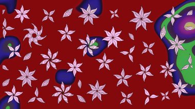 Kibarca, kırmızı renkte yaz çiçekleri. Raster illüstrasyonu. Raster çiçek desenli ve çiçekli..