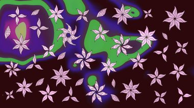 Düz Çiçek Elementleri Tasarımı. Renkli Yaz Temalı eskiz kalıbı. Çiçekli eskiz çizimi. Kahverengi renkte çiçekler.