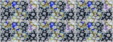 Şatafatlı bahar bahçesi dokusu. Raster illüstrasyonu. Gri renklerde çiçeksiz. Gri renkli çiçekler. Çiçek deseni.