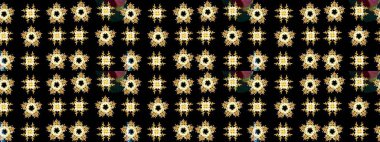 Siyah, sarı ve kahverengi renkler üzerine illüstrasyon. Soyut duvar kâğıdı, ambalaj dekorasyonu. Kışın sembolü, mutlu noeller, mutlu yeni yıl kutlaması Raster illüstrasyonu. Kar tanesi kadar basit..