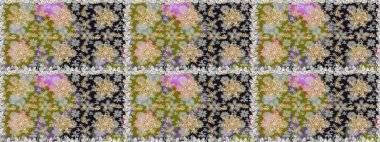 Gri renklerdeki altın element. Barok tarzında altın çiçekli süs. Damask arkaplanı. Altın çiçekli, pürüzsüz desen.