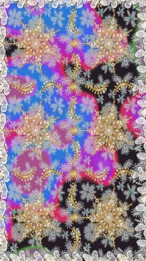 Kusursuz desenli altın elementler. Altın şablon. Gri renkli Royal retro. Kart, duvar kağıdı, ambalaj ve tekstil için klasik tasarım. Klasik çiçek dokusu. Raster illüstrasyonu.