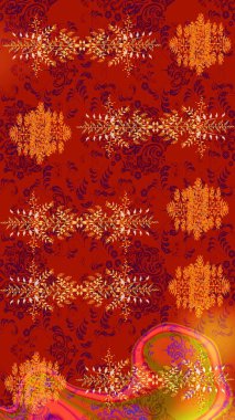 Düz Çiçek Elementleri Tasarımı. Renkli Bahar Teması eskiz kalıbı. Kırmızı, turuncu ve sarı renkte çiçekler. Güzel çiçek deseni..