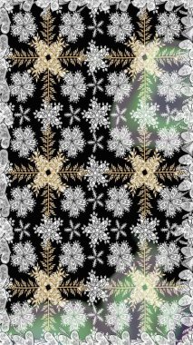 El çizimi. Çiçekli, yapraklı, çiçeksiz çiçek desenli. Raster illüstrasyonu.