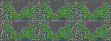 Raster illüstrasyonu. Kumaş, Tekstil, Baskı ve Davetiye için arka plan. Yeşil arka planda kelebek olan kusursuz desen.