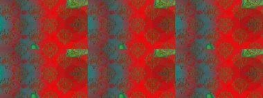 Parlak çiçekli kolaj çiçekleri kırmızı, kahverengi ve yeşil. Çiçekli zambaklar kusursuz bir arka plan. Çiçek tasarımı için inanılmaz kolaj cennet tarzı..