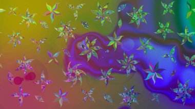 Raster illüstrasyonundaki çiçek desenli çizim. Süslü kumaş deseni. Düz Çiçek Elementleri Tasarımı. Renkli Bahar Teması çizim şablonu.