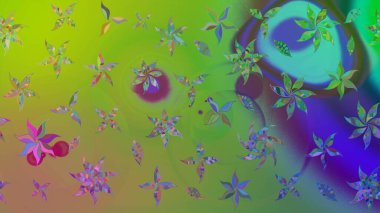 -yeşil çiçekler. Doğa. Küçük çiçekte güzel bir desen var. Çiçek arkaplan. Raster deseni. Çiçek kompozisyonu. Çiçek kolajı.