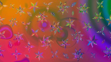 Şirin çiçekli eskiz deseni ve kahverengi renkli yapraklar, suluboya çiçek deseni, duvar kağıdı, kart veya kumaş için fayanslı. Raster illüstrasyonu.