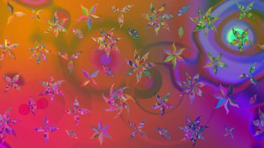 El çizimi, soyut ve süslü elementler. Klasik çiçekler. Yaz çiçekleri teması. Kahverengi renkli. Suluboya resim taklit Raster illüstrasyonu.