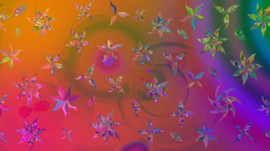 Kahverengi kıvırcık çiçekler kahverengi renklerde şekillenir. Klasik çiçek tasarımı elementleri. Raster illüstrasyonu.