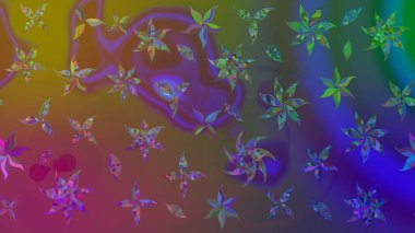 Raster illüstrasyonu. Kahverengi renkli çiçekler. Çiçek süslemeli çizim deseni.