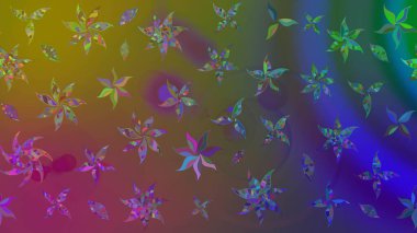 Çiçekli yaz çiçekleri. Küçük renkli çiçekler. Robot resim. Motley illüstrasyonu. Moda baskıları için zarif bir şablon. Küçük çiçekte şirin desenler.