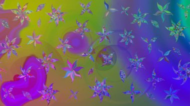 Renkli Bahar Teması eskiz kalıbı. Düz Çiçek Elementleri Tasarımı. Çiçek desenli eskiz, yaz çiçekleri. Mor renkte çiçekler.