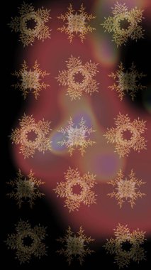 Renkli arka planda izole tatlı kar taneleri. Soyut mandala ya da tuhaf kar tanesi çizgisi sanat tasarımı. Raster illüstrasyonu.