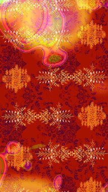 Raster illüstrasyonu. Doğum günü kartı ya da düğün davetiyesi. Çiçekli tebrik kartı. Kırmızı, turuncu ve sarı renklerde. Suluboya çiçek buketi. Çiçek arka planı.