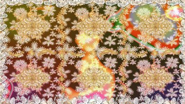 Antika altın tekrarlanabilir duvar kağıdı. Barok tarzında altın çiçekli süs. Bej renklerde altın element. Damask pürüzsüz tekrarlama deseni.