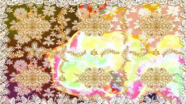 Bej renklerde geleneksel, klasik, altın, pürüzsüz desen. Barok tarzında kusursuz bir doğulu süsü..