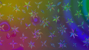 Raster resim. Elle çizilmiş. Güzel kumaş deseni. Doodle çiçekler ve dalları, otlar ve çiçekler.